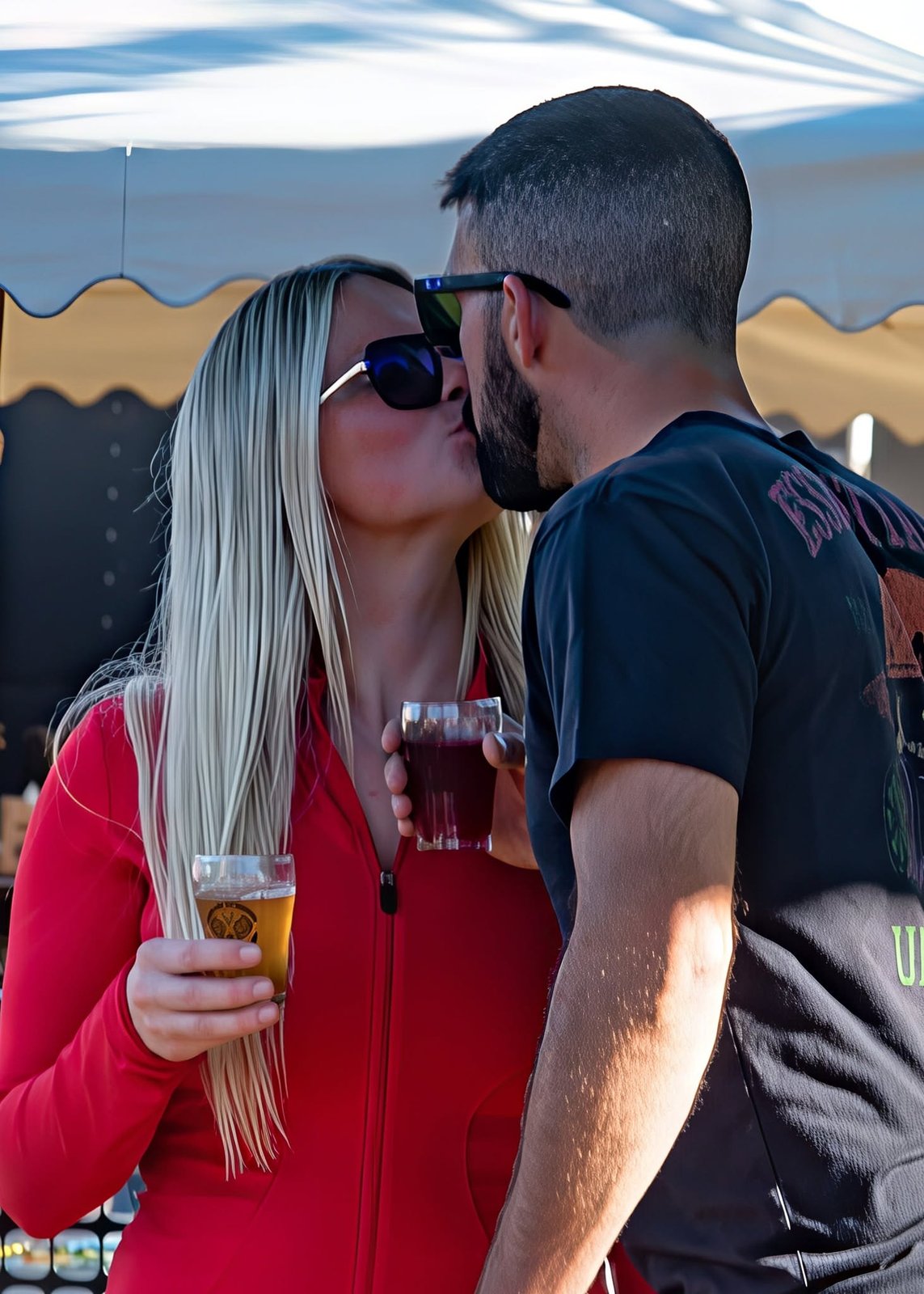 Couple raising a toast